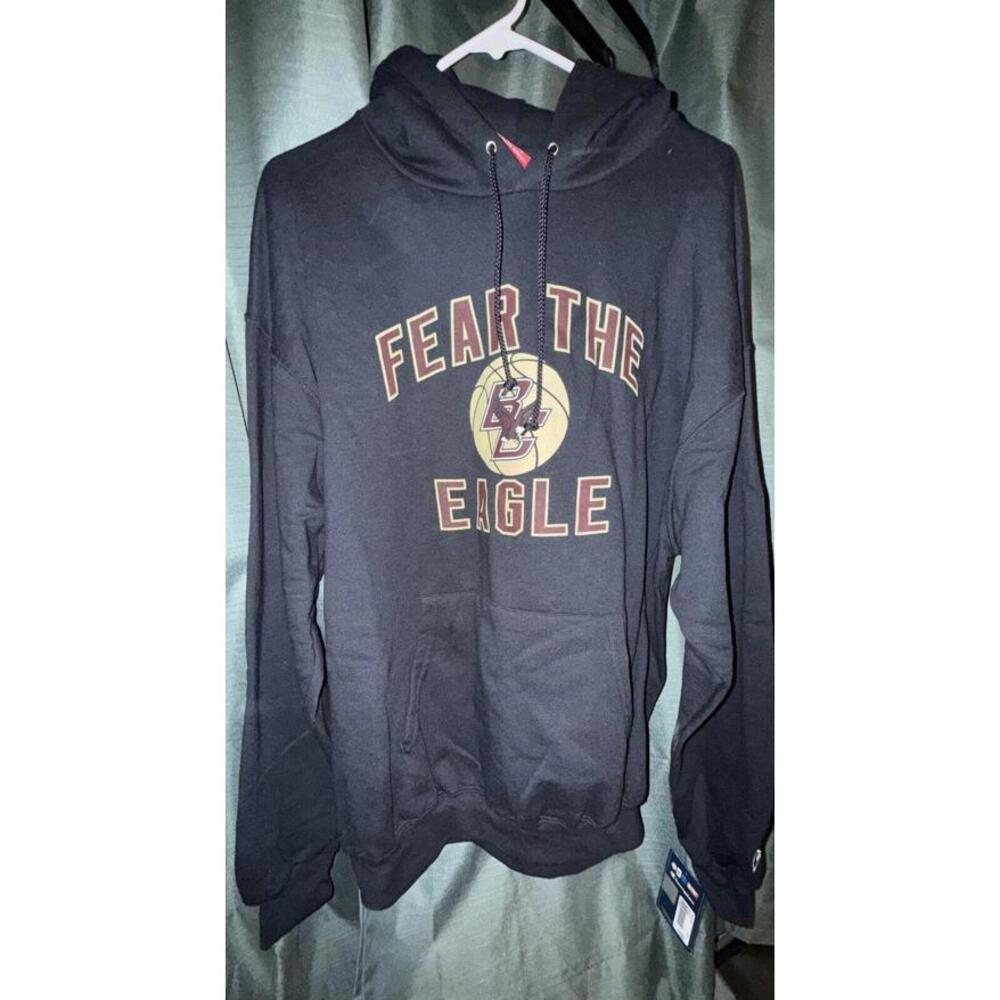NWT Boston College Hoodie Mens Champion Sweatshirt ~ 2000s ~ Black Pullover~ XL